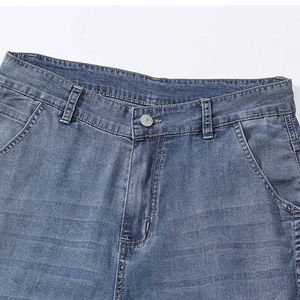 Pantalon en jean ample et léger pour homme, coupe droite, jambe large, grande taille, respirant, 100 % coton, haute qualité - Product Image 3