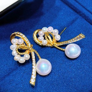 Exquisitos Pendientes de Plata de Ley S925 con Perla de Agua Dulce, Diseño de Lazo de Alta Calidad, Joyería Colgante - Product Image 1