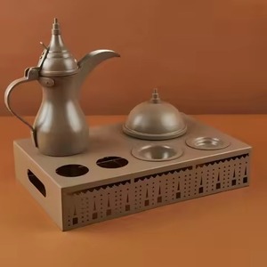 Arabic dallah Stainless Steel Beaded Handle coffee pot Warmer Stand <b>Set</b> with Gem Accents <b>for</b> Royal Majlis & <b>Tea</b> Lounge - Product Image 4