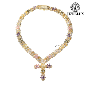 Premium <b>Statement</b> <b>Necklace</b> 925 Silver Rhodium Plated Moissanite Cross Pendant Link Chain Luxury Unisex Everyday Wear - Product Image 5