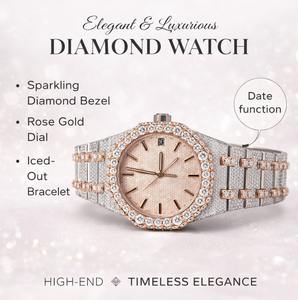 Montre de Luxe Homme Hip Hop VVS1 Moissanite Fantaisie Entièrement Sertie de Pierres Bracelet Acier Inoxydable Mouvement Quartz Montre Bestseller 2026 - Product Image 6