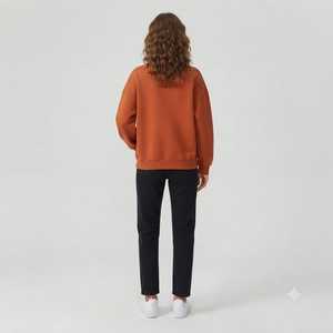 HAWK EYE SPORTS Ensemble sweat-shirt et pantalon pour femme, style streetwear, col rond, épaules tombantes, respirant, 360g, 100% coton, automne/hiver - Product Image 2