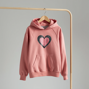 <b>Hearts</b> Print Hoodie Cute Graphic Cotton Fleece Pullover Sweatshirt with OEM ODM Customization - Product Image 3