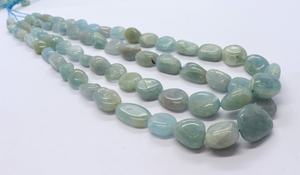 Perles d'aigue-marine naturelle lisses en forme de pépite 6-15MM, perles de pierres précieuses d'aigue-marine naturelle simples 17 pouces, perles d'aigue-marine naturelle polies - Product Image 6