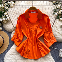 Blusas Casuales de Manga Larga para Otoño, Camisas Sólidas para Mujer, Tops Casuales para Dama, Ropa al por Mayor para Mujer
