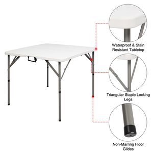 Tavolo pieghevole quadrato da 34 pollici in polietilene soffiato (solo tavolo) - Product Image 4