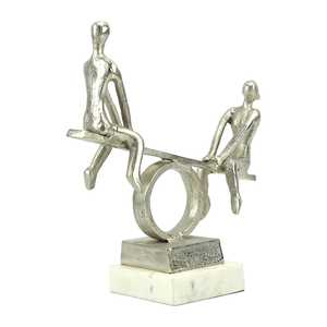 Contemporary Metal Figurine Sculpture Two Seated <b>Figures</b> On See Saw Handmade Artistic Tabletop Decor Living Room Home Decoration - Product Image 2