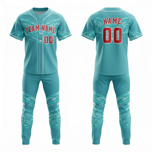 Conjunto de uniforme de béisbol de diseño personalizado, jersey con botones y pantalones para deportes de equipo - Product Image 2