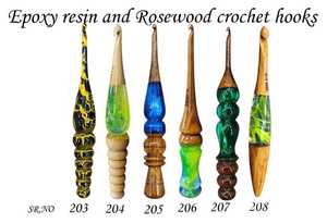 Handmade Ergonomic epoxy Resin <b>Crochet</b> <b>Hook</b> Artistic Wood Handle - Product Image 5
