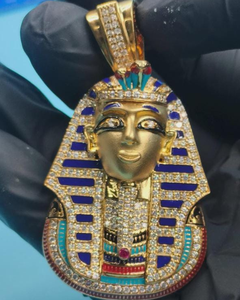 Colgante Personalizado de Plata 925 con Cabeza de Faraón Egipcio, Estilo Vintage, con Moissanita y Diamantes Engastados - Product Image 1