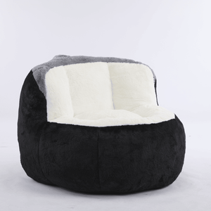Oversized Multicolor Faux Fur <b>Bean</b> <b>Bag</b> <b>Sofa</b> Large Living Room Lounger with Shredded Sponge Fill No Assembly Required - Product Image 5