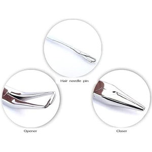 Wholesale Hair Extension Tools Hair Extensions Kit For Micro Link <b>Beads</b> Opener <b>Beads</b> Closener & <b>Needle</b> Hook Tool Kit Steel - Product Image 2