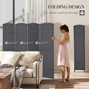 Divisorio Pieghevole a 4 Pannelli Grigio Antracite, Altezza 1,70 m, Schermo per la Privacy Autoportante per Casa e Ufficio, Realizzato in Carta e MDF - Product Image 5