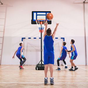 Canestro da Basket Portatile Regolabile in Altezza con Ruote, da 4,3 a 8,2 Piedi, Supporto Giocattolo per Uso Interno/Esterno - Product Image 3