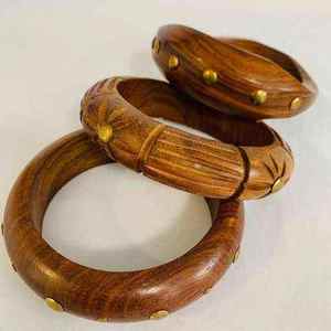 Vintage Hand Carved Wooden Bangle With Rustic Finished For Daily Wear Festival Wedding <b>Boho</b> Fashion Jewelry Wooden Cuff <b>Bracelet</b> - Product Image 4