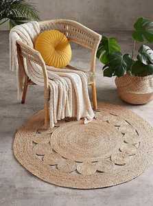 Alfombra rústica estilo granja hecha de yute 100%, fácil de limpiar, material natural para dormitorio y sala de estar. - Product Image 5