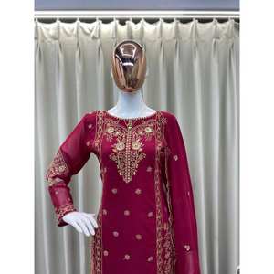 Top y parte inferior para fiesta de diseñador con Dupatta, talla XL - Product Image 1