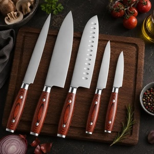 Juego de Cuchillos de Cocina Hechos a Mano por A&M Enterprises con Diseño de Mango con Textura de Madera, Juego de Cuchillos de Chef Profesionales, Cuchillos de Caza - Product Image 3