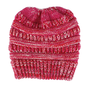 Bonnet tricoté rayé imprimé numérique pour femme, collection automne-hiver, avec crochet extensible pour queue de cheval haute, chaud et élastique, idéal pour l'extérieur - Product Image 5