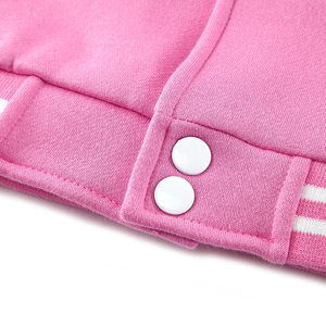 Pink <b>White</b> Varsity <b>Jacket</b> Regular Fit Turn-down Collar Solid Color Polyester Cotton Shell Preppy Style Autumn Wear Varsity Jacke - Product Image 5