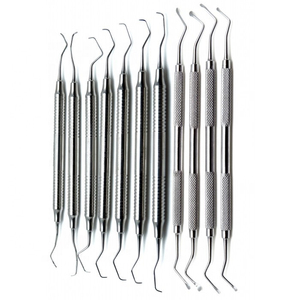 Juego de 11 Curetas Dentales Manuales (7 Gracey Periodontales y 3 Instrumentos Plateados) de Acero Inoxidable Reutilizables y Ligeros - Product Image 2
