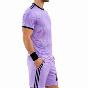 Conjunto de Uniforme de Fútbol Unisex para Adultos, 100% Poliéster, Cuello Redondo, Manga Corta, Diseño Sólido, Teñido, Secado Rápido, Logotipo Frontal - Product Image 5