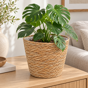 Panier de plantation moderne en jonc de mer et jute tressé, personnalisable et écologique, avec doublure en plastique pour décoration de plantes d'intérieur, lot de 3, vente en gros - Product Image 5
