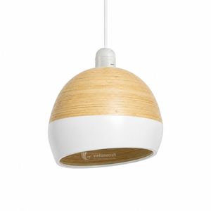 Abat-jour en bambou tissé, abat-jour suspendu rond laqué, couverture de lampe suspendue en bois naturel, finition blanche - Product Image 1