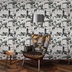 Papel Tapiz Moderno Autoadhesivo Blanco y Negro con Diseño de Periódico Vintage, Decoración de Pared Fácil de Aplicar - Product Image 2