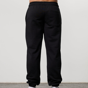 Men's <b>Black</b> Cotton Sweatpants Elastic Waist Casual Joggers Midweight <b>Plain</b> Dyed Knitted Pants - Product Image 6