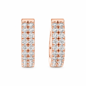 Moissanite Diamond Pave Round Brilliant Cut Women's 14K Rose Gold Plated Luxury Everyday Wear <b>Earrings</b> - Product Image 5