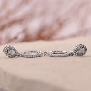 Pear Shape Custom <b>Earring</b> 2ct Lab Grown Diamond 10k 14k 18k Gold & Platinum 950 Halo Drop <b>Earrings</b> for Women <b>Fine</b> <b>Earrings</b> - Product Image 3