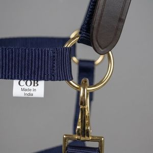 Cabestro de Seguridad para Caballo Azul Marino de Nailon con Corona de Cuero Genuino, Ajustable y Duradero para Equitación - Product Image 4