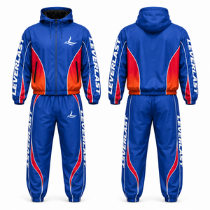 Ropa Deportiva con Franjas Reflectantes de Poliéster con Logotipo Personalizado, Trajes Cortavientos para Hombre, Ropa Deportiva Impermeable Delgada, Chándal Unisex - Product Image 1