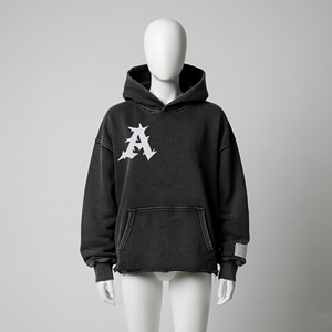 Spring No Pocket Sun Faded Cut <b>Edge</b> Custom Acid Wash Cropped Heavyweight Fleece Lined Embroidered 100% Cotton Hoodies Men Raw - Product Image 1