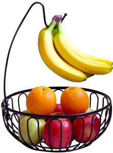Panier de rangement multifonctionnel à double couche de conception nouvelle, support en métal pour fruits, légumes et collations pour le salon - Product Image 3
