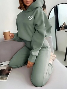 Ensemble de survêtement pour femme, coupe slim, coton et polyester, sweat à capuche zippé, pantalon de jogging, respirant, extensible, vêtements de sport, tenue de gym. - Product Image 5