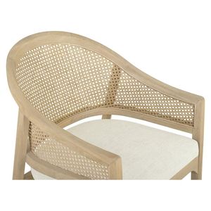Silla de Comedor Moderna Estilo Playa con Respaldo de Madera de Mango y Tela Beige de Alto Rendimiento, Mueble Cómodo para Cocina - Product Image 5