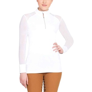 Camiseta de equitación para mujer, diseño con cremallera, de secado rápido, antiarrugas, flexible, corte ajustado, capa base para equitación - Product Image 1