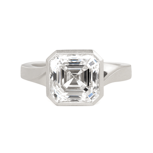 แหวนเพชรทรง Asscher 3 กะรัต ผลิตในห้องปฏิบัติการ ได้รับการรับรองจาก IGI ตัวเรือนทองคำขาว 14K แท้ สำหรับผู้หญิง ดีไซน์หรูหรา ขอบด้านแบบด้าน ฝังเพชรแบบ Bezel - Product Image 2