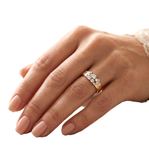 9K 10K 14K 18K Solid Gold Wedding Band Cluster Diamond <b>Statement</b> <b>Ring</b> Floral Cocktail <b>Ring</b> Wholesale Round Cut Lab Grown Diamond - Product Image 5
