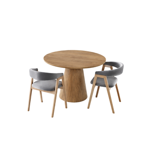 Ensemble de table à manger ronde sur piétement en teck Japandi ARTERRA Premium avec chaises pour projet hôtelier - Product Image 2