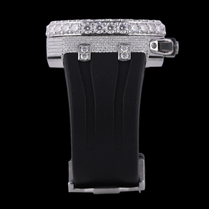 Reloj de Lujo Personalizado de Fábrica con Diamantes de Moissanita Redondos, Correa de Goma Negra, Esfera Multifuncional y Bisel, Regalo para Hombre - Product Image 4