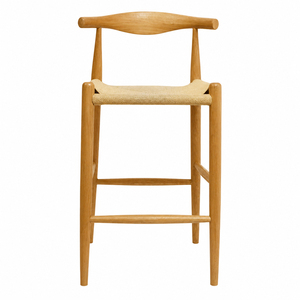 Silla de Bar Elvaro de Madera de Teca Duradera, Diseño Moderno y Minimalista con Tejido de Cuerda, Altura de Barra Comercial, Directo de Fábrica Oscar - Product Image 1