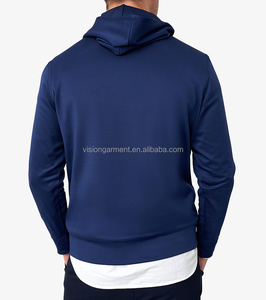 Men's <b>Navy</b> Blue Hooded <b>Sweatshirt</b> Regular Fit Cotton Knitted Pullover With Front Pocket Casual Autumn Wear - Product Image 3