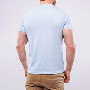Camisetas deportivas de manga larga con cuello en V para hombre, ajuste holgado, 100% algodón, camisetas de fitness, camisetas con cuello en V personalizadas para hombre - Product Image 3