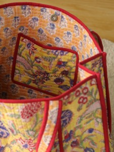 OEM Assorted Yellow Floral Quilted Cotton Tote <b>Bag</b> - Eco-Friendly Boho <b>Reusable</b> Shopper Handbag - Product Image 4