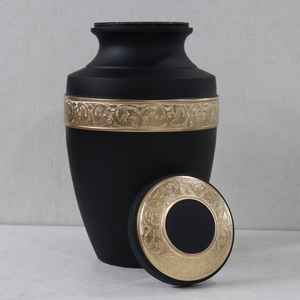 Urnes funéraires noires de haute qualité avec gravure dorée pour cendres humaines et animales, taille adulte, biodégradables, écologiques, 200 pouces cubes - Product Image 2