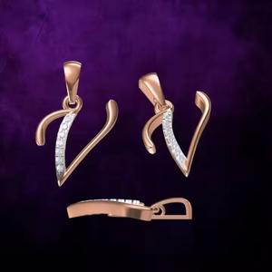 Elegante Collar con Colgante de Letra V en Oro Rosa de 18K, Hermosos Dijes Finos para Mujer, Regalo Perfecto para Ella - Product Image 2