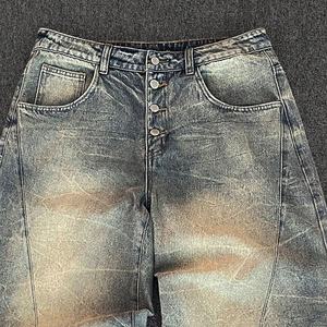 Haute qualité 100% coton hommes pantalons Premium Style décontracté solide singe tie-dye en détresse Vintage Look léger jambe droite - Product Image 3